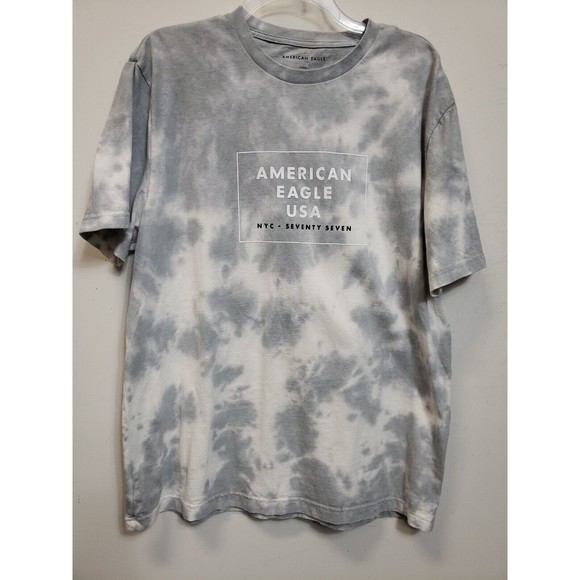 Men's American Eagle Short Sleeve Shirt Gray white Size Large USA 1977 - Picture 1 of 7